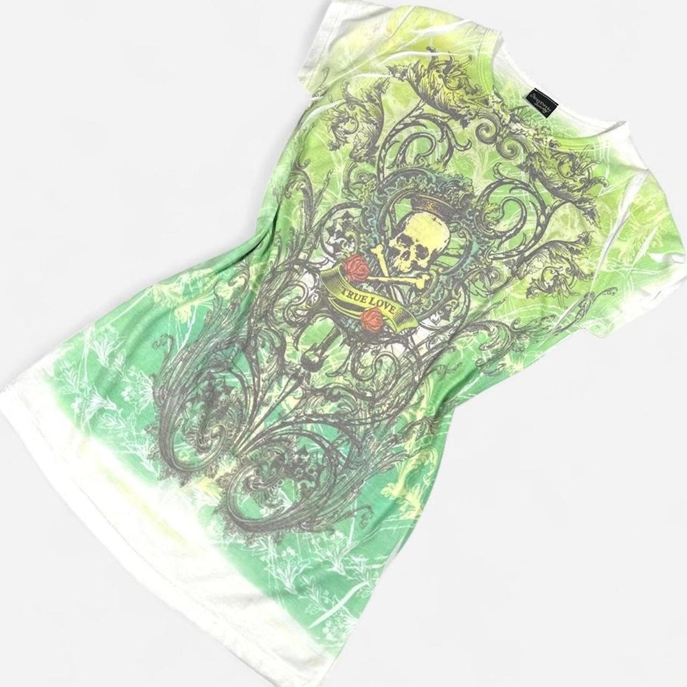 Vintage Y2K Baby Tee, Dead-stock, Tattoo, Size Medium